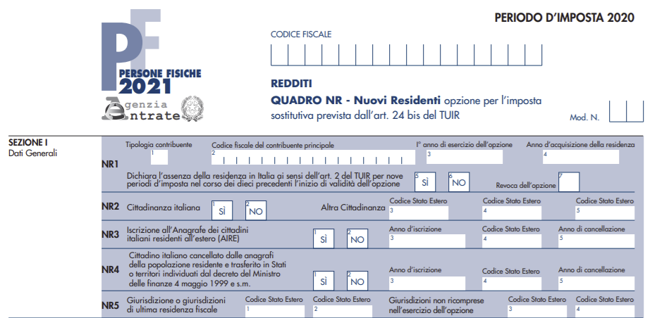 Modello Redditi PF 2021: Il Quadro Nuovi Residenti (NR) E L'imposta ...