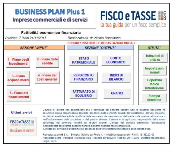 foglio excel business plan gratis