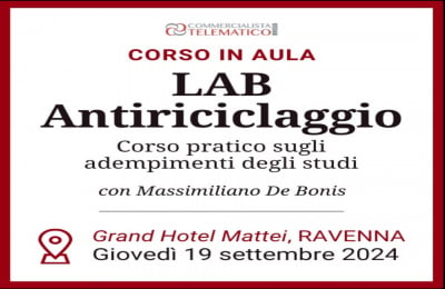 Antiriciclaggio: corso in aula 19 settembre 2024