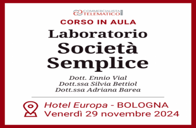 La società semplice – aspetti civilistici e fiscali corso 29.11.2024